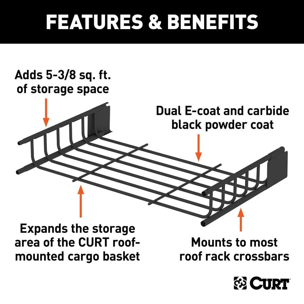 21" x 37" Black Steel Roof Rack Cargo Carrier Extension