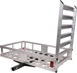 50" L x 29.7" W x 9" H Trailer Hitch Cargo Carrier Utility Basket with 41.5" Folding Wheelchair Ramp