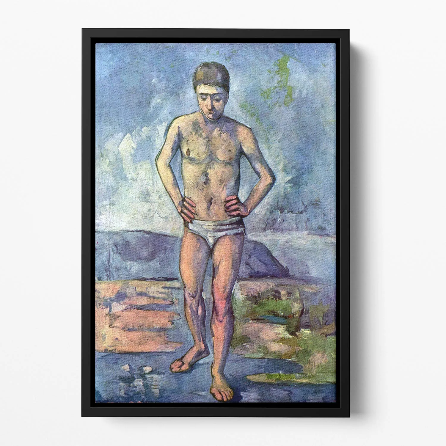 A Swimmer by Cezanne Floating Framed Canvas