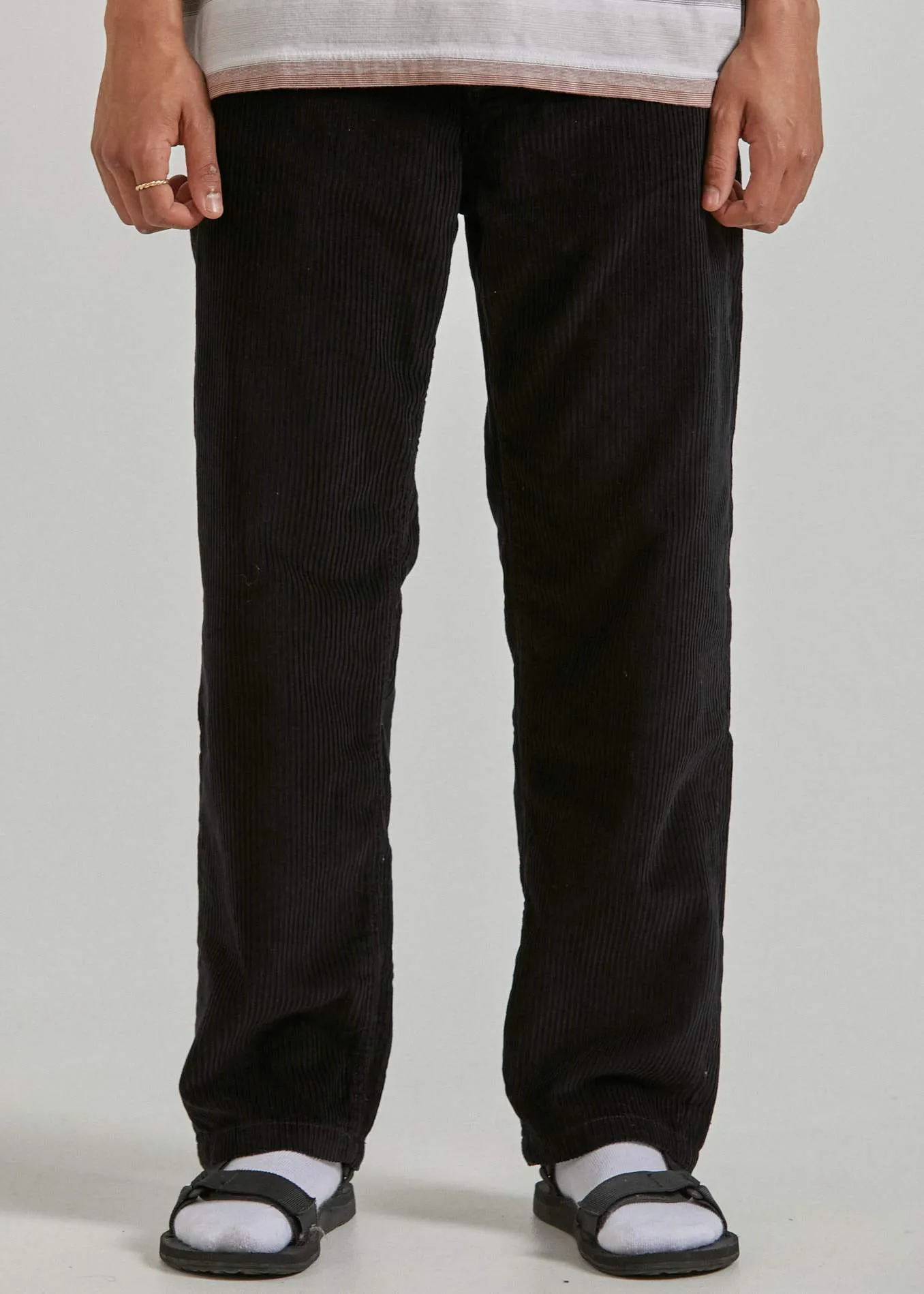 Afends Mens Ninety Twos - Corduroy Relaxed Fit Pant - Black