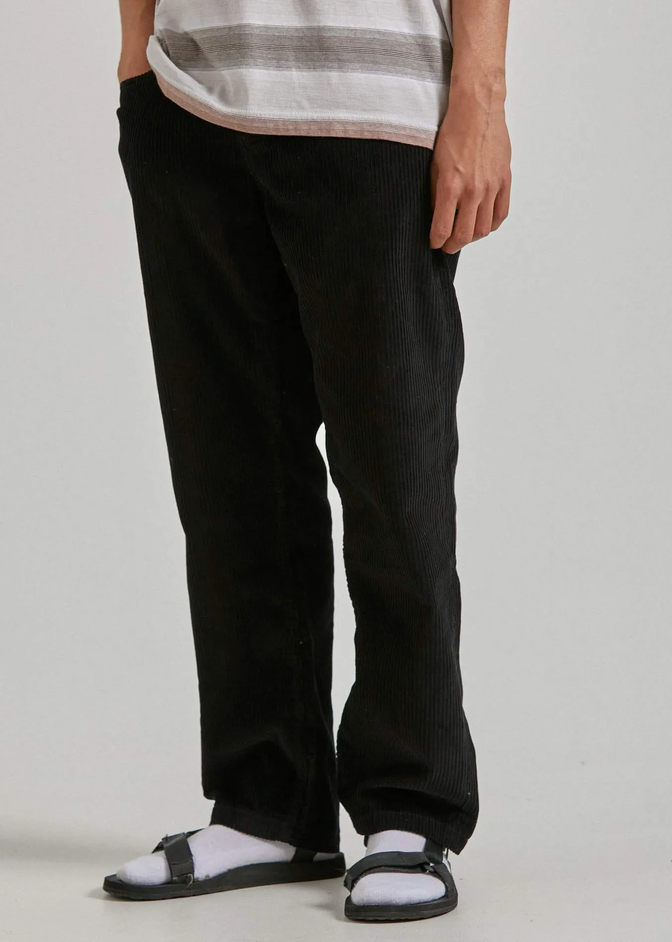 Afends Mens Ninety Twos - Corduroy Relaxed Fit Pant - Black