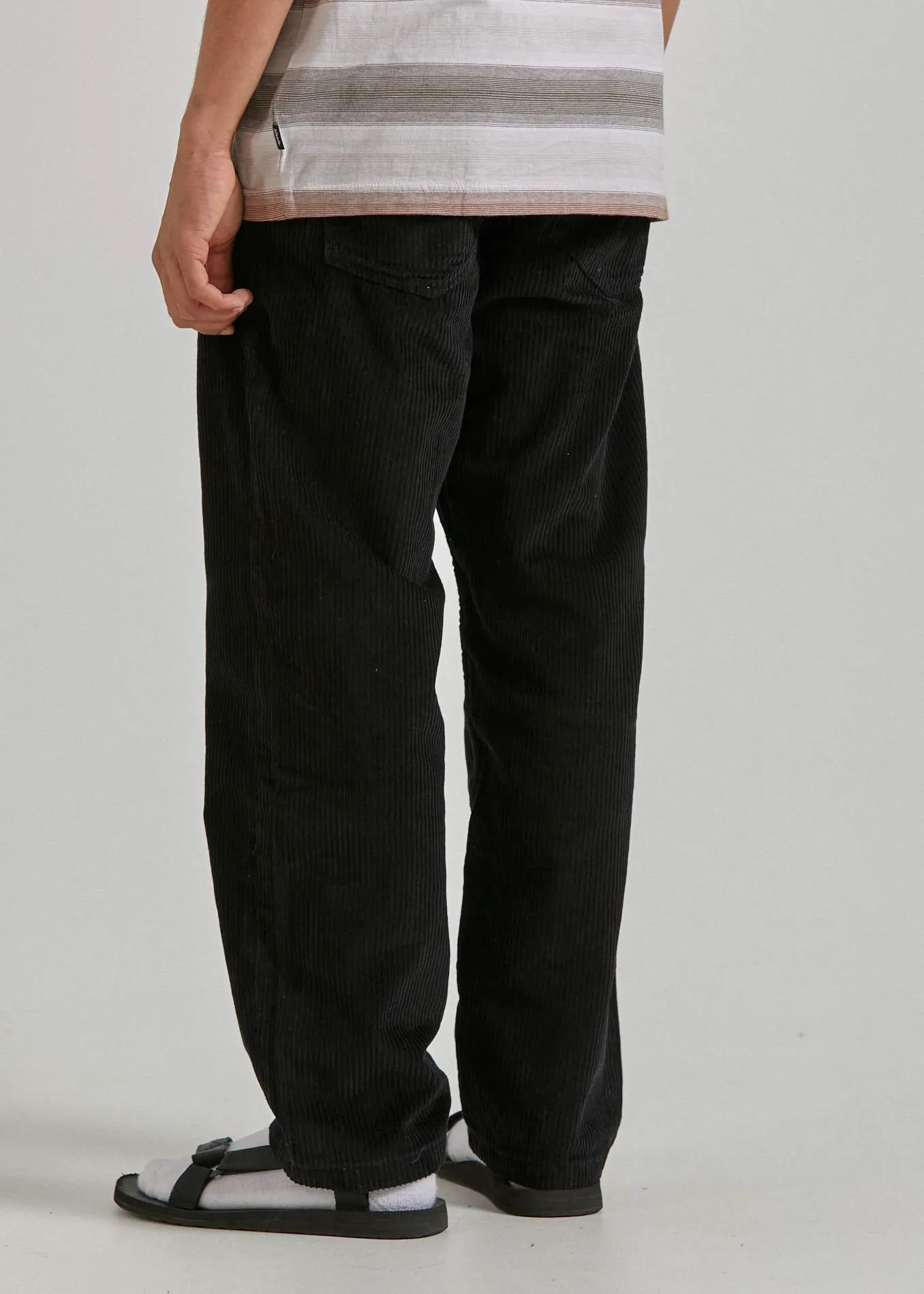 Afends Mens Ninety Twos - Corduroy Relaxed Fit Pant - Black