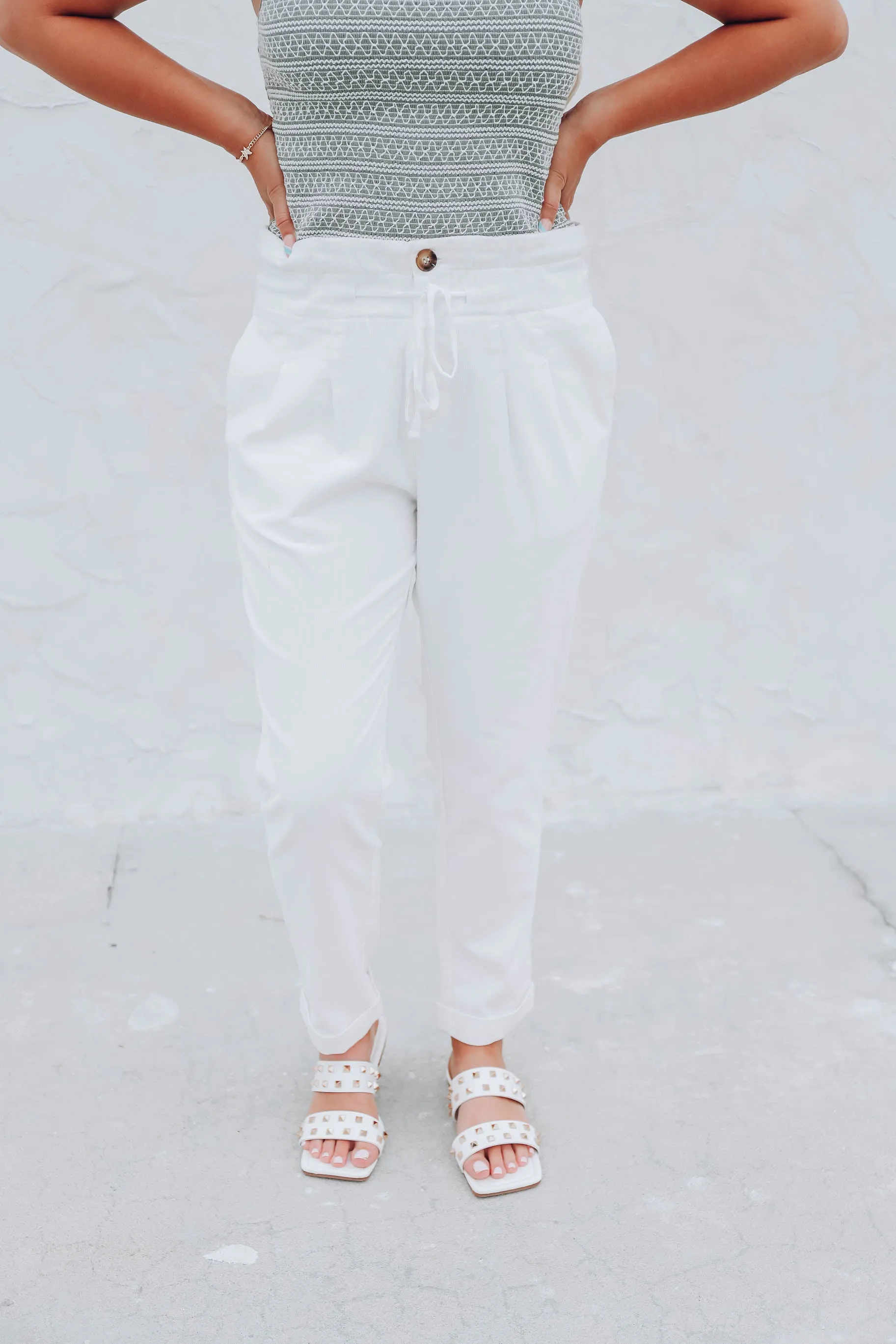 Ansel Paper Bag Pants - White