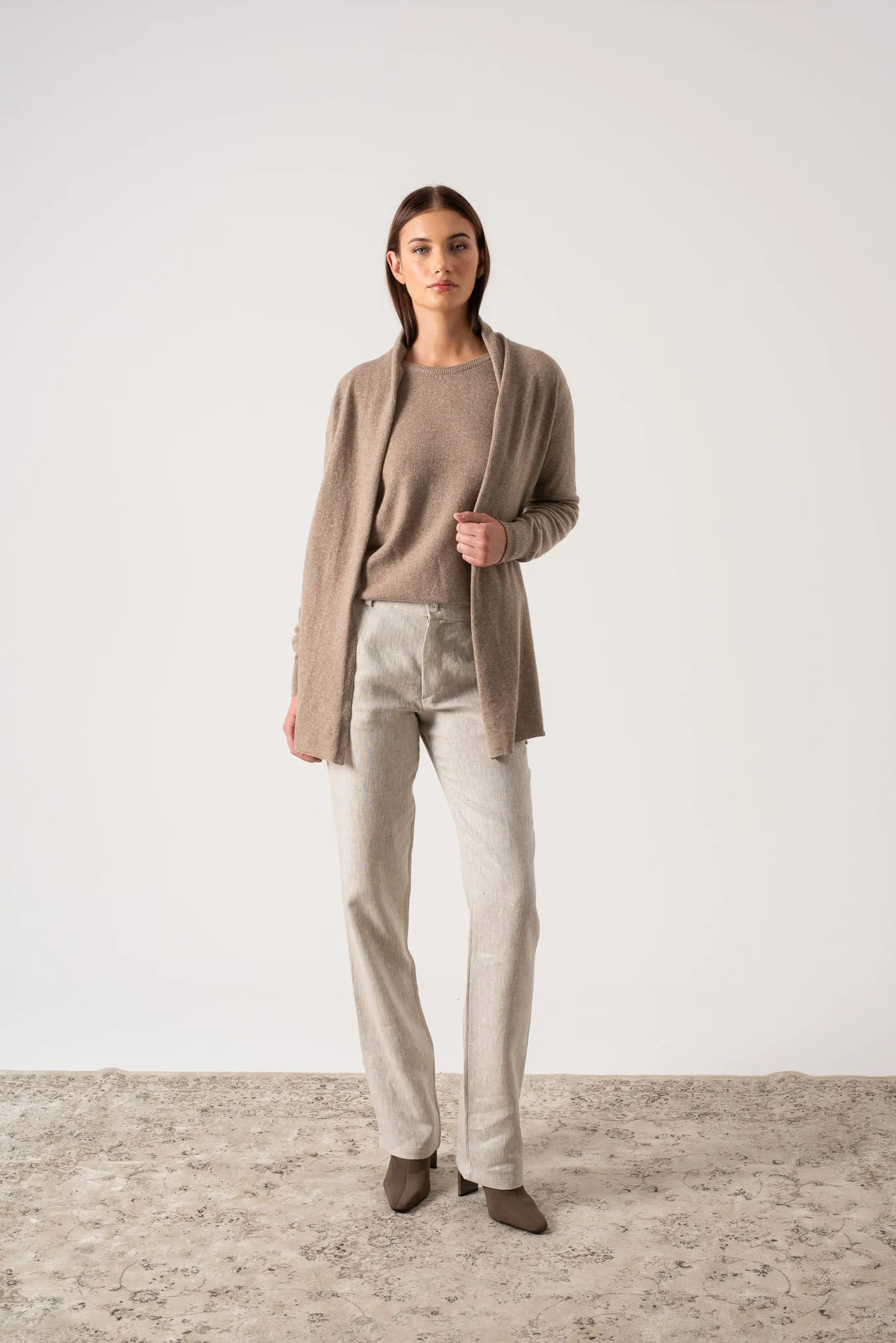 Aurea 100% Cashmere Cardigan Taupe