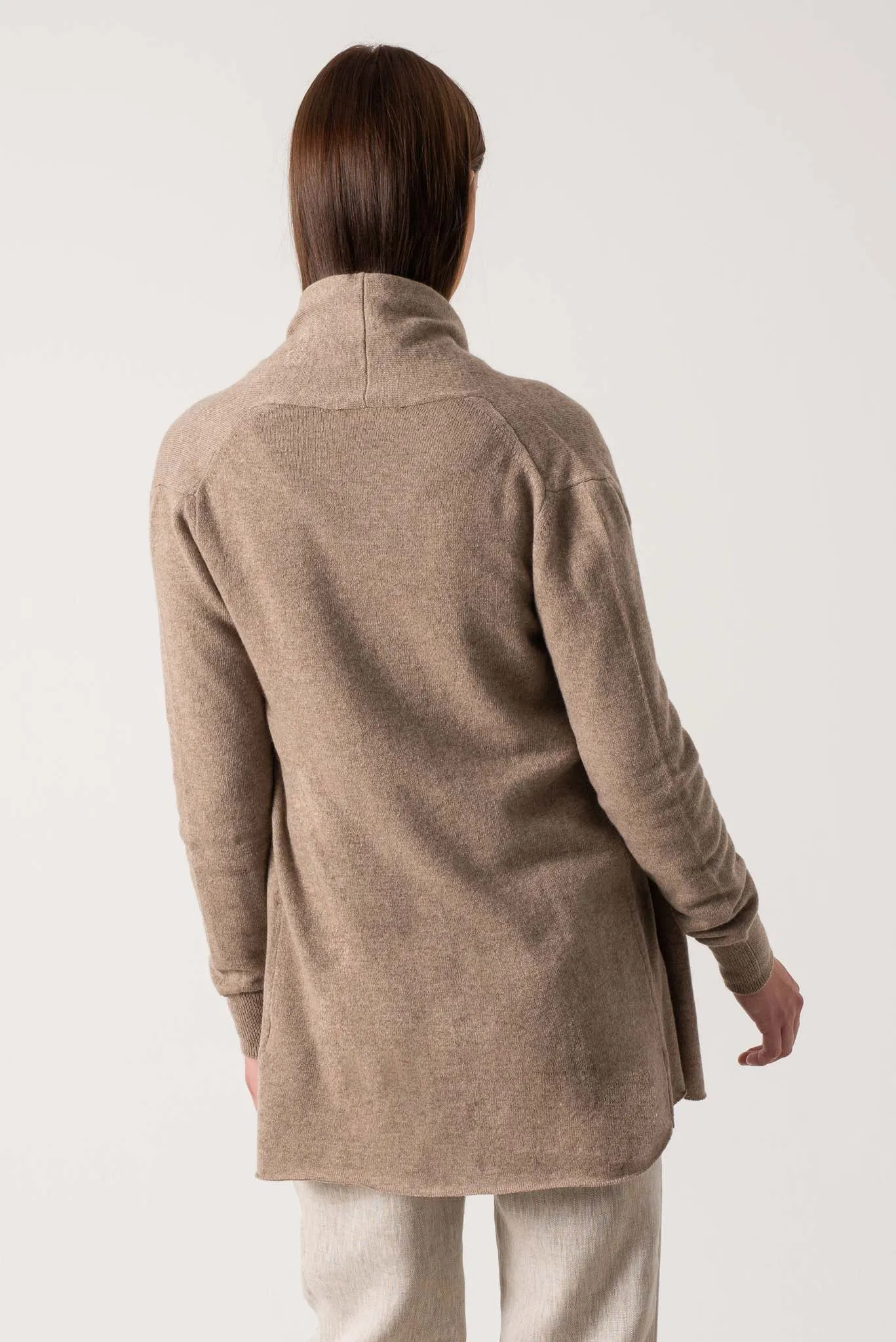 Aurea 100% Cashmere Cardigan Taupe