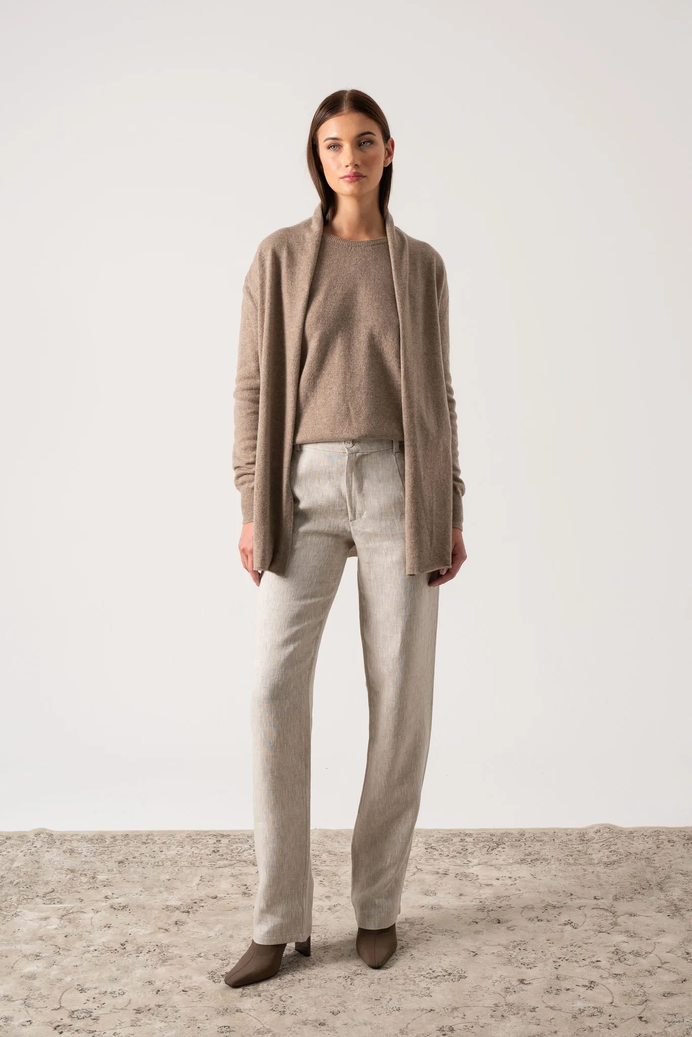 Aurea 100% Cashmere Cardigan Taupe