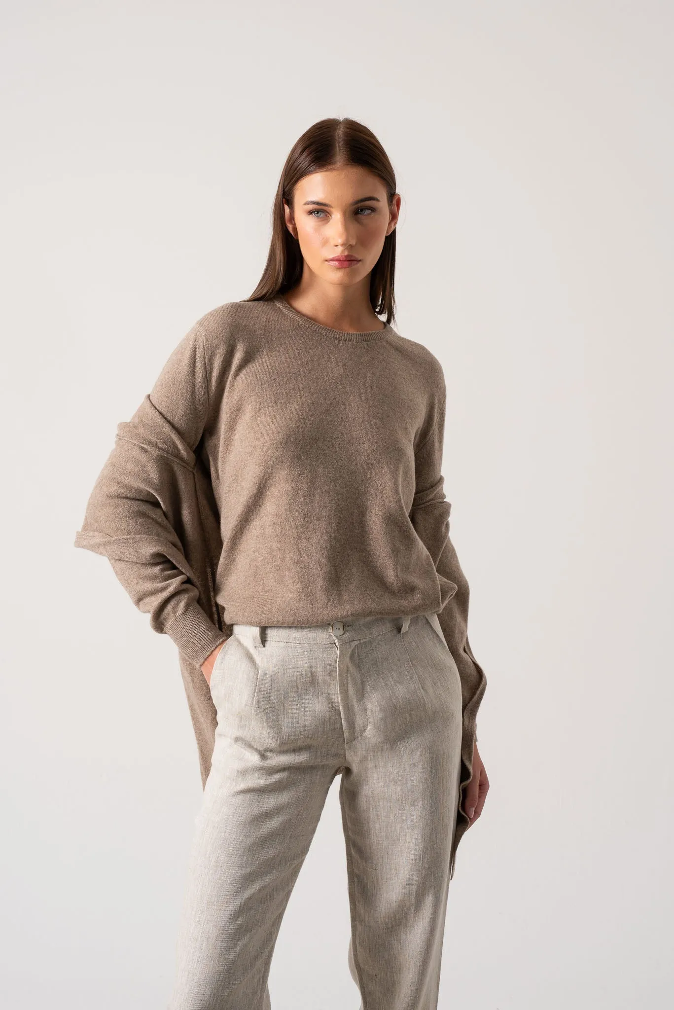 Aurea 100% Cashmere Cardigan Taupe