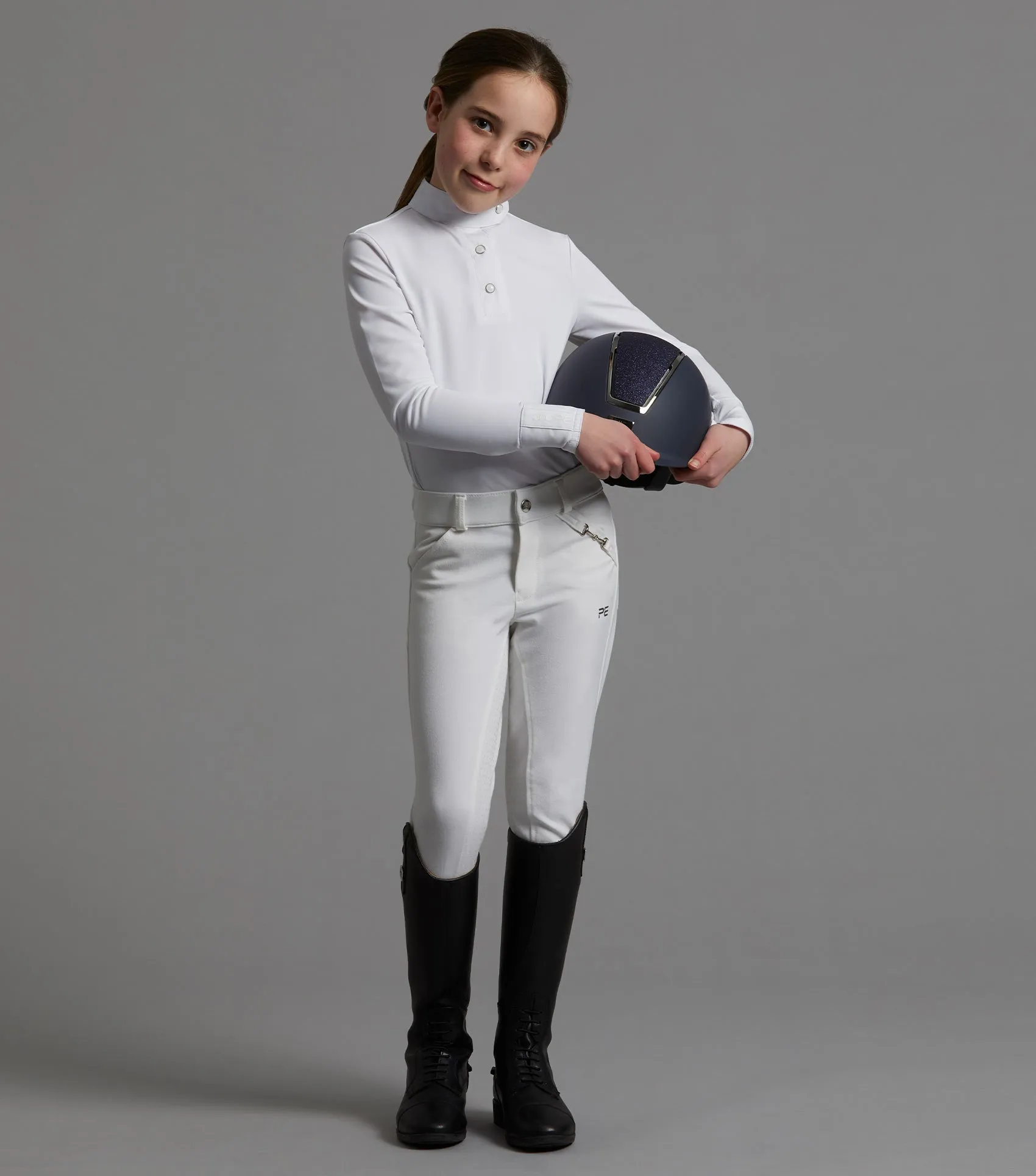 Brava Girls Full Seat Gel Competition Riding Breeches White