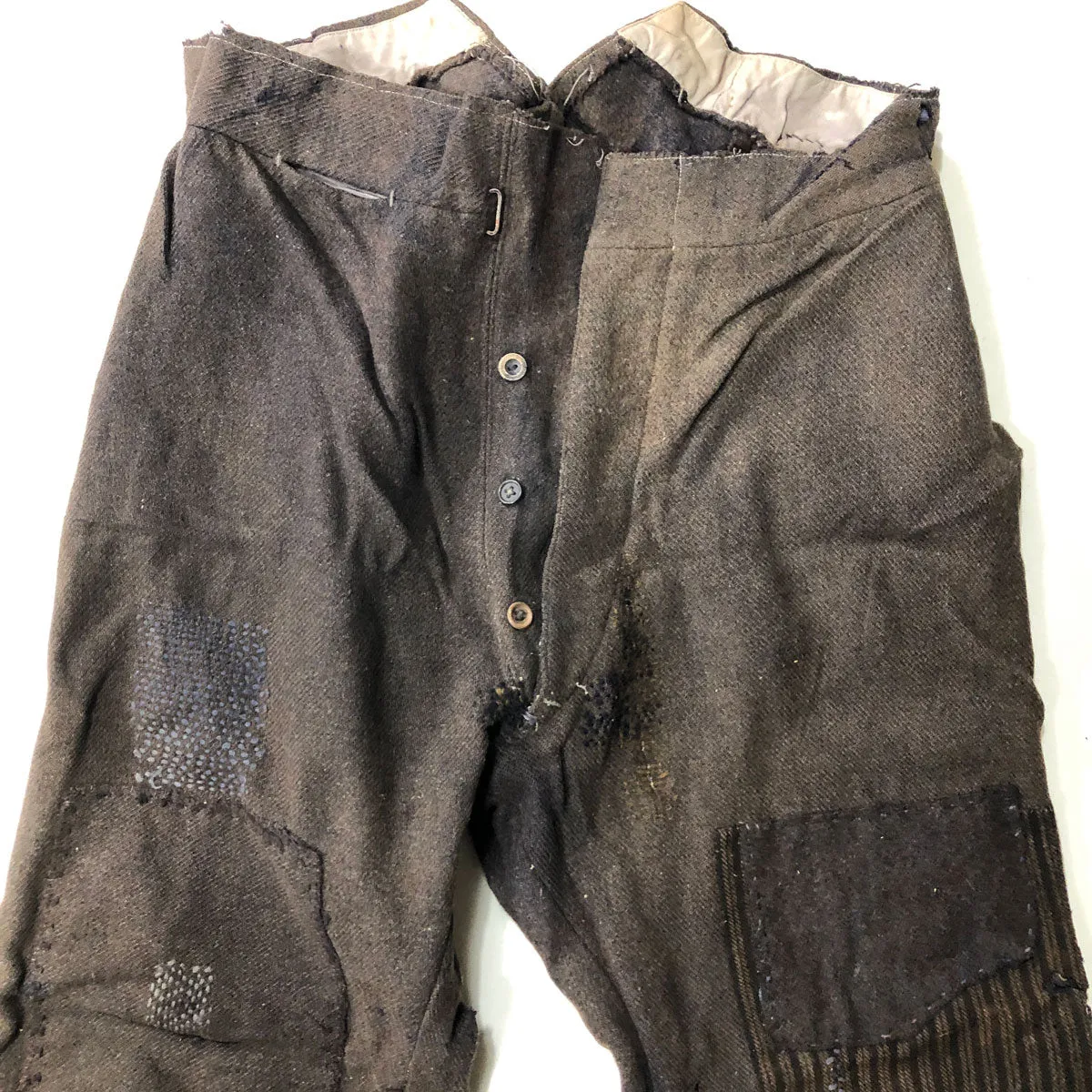 C1915 French Wool Workwear Trousers Patchwork