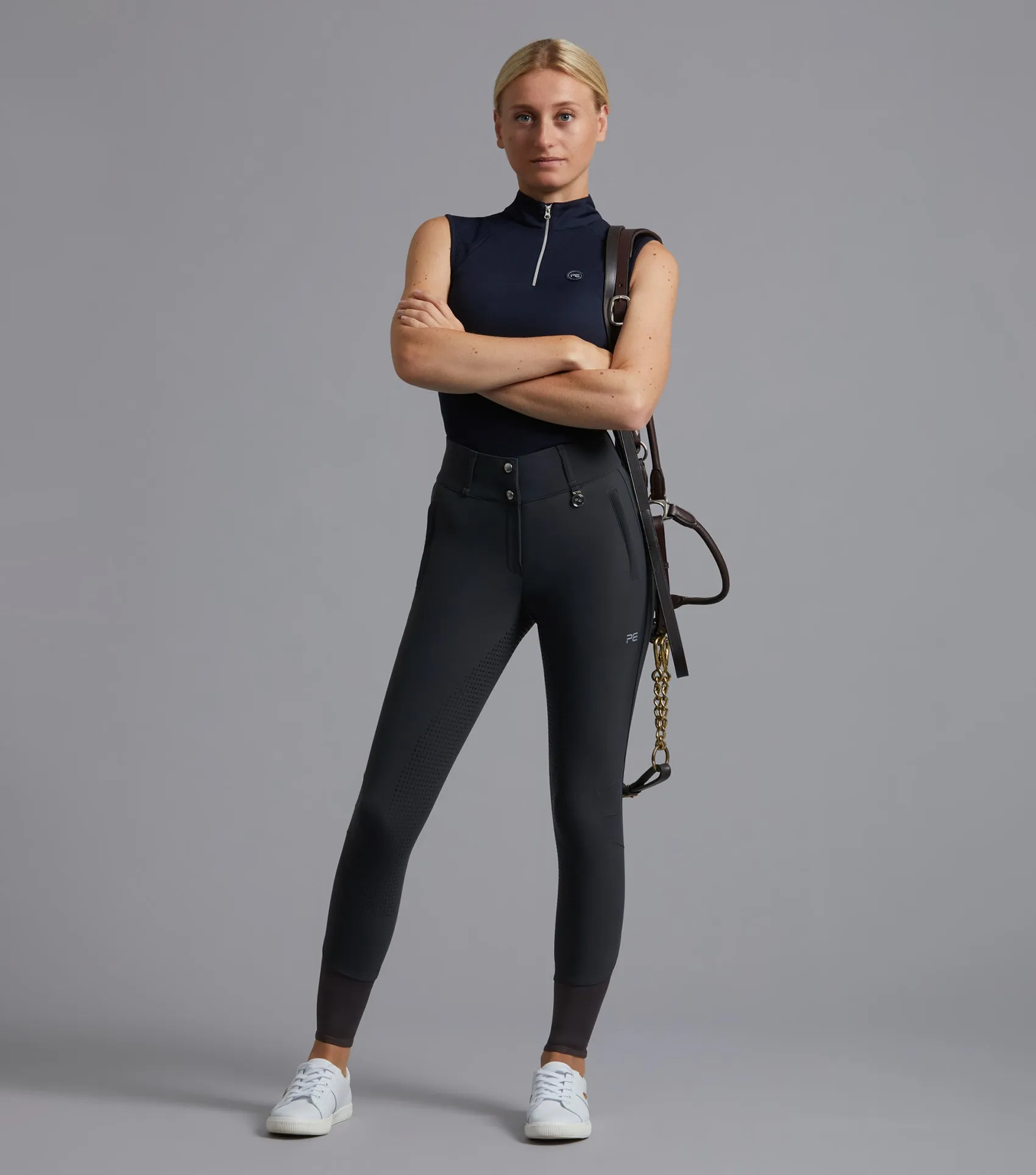 Carapello Ladies Full Seat Gel Riding Breeches Anthracite