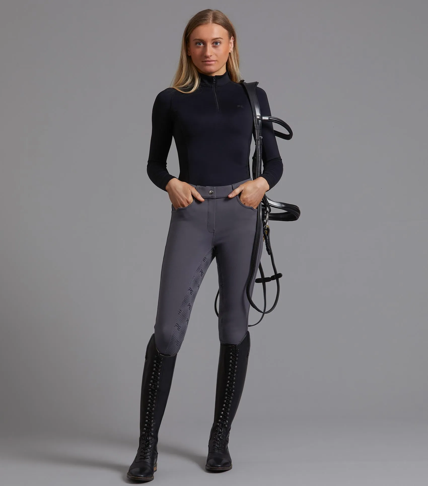 Cassa Ladies Full Seat Gel Riding Breeches Anthracite