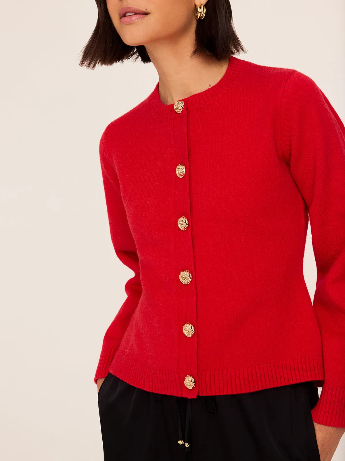 Cleo Red Knit Cardigan