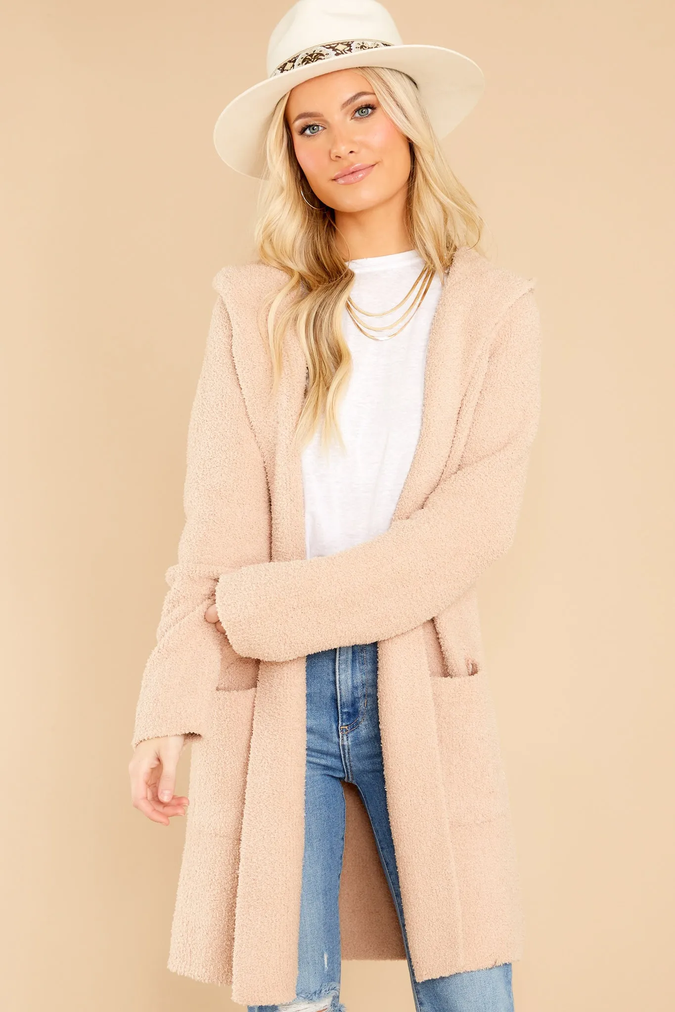 CozyChic® Soft Camel Hooded Long Coatigan