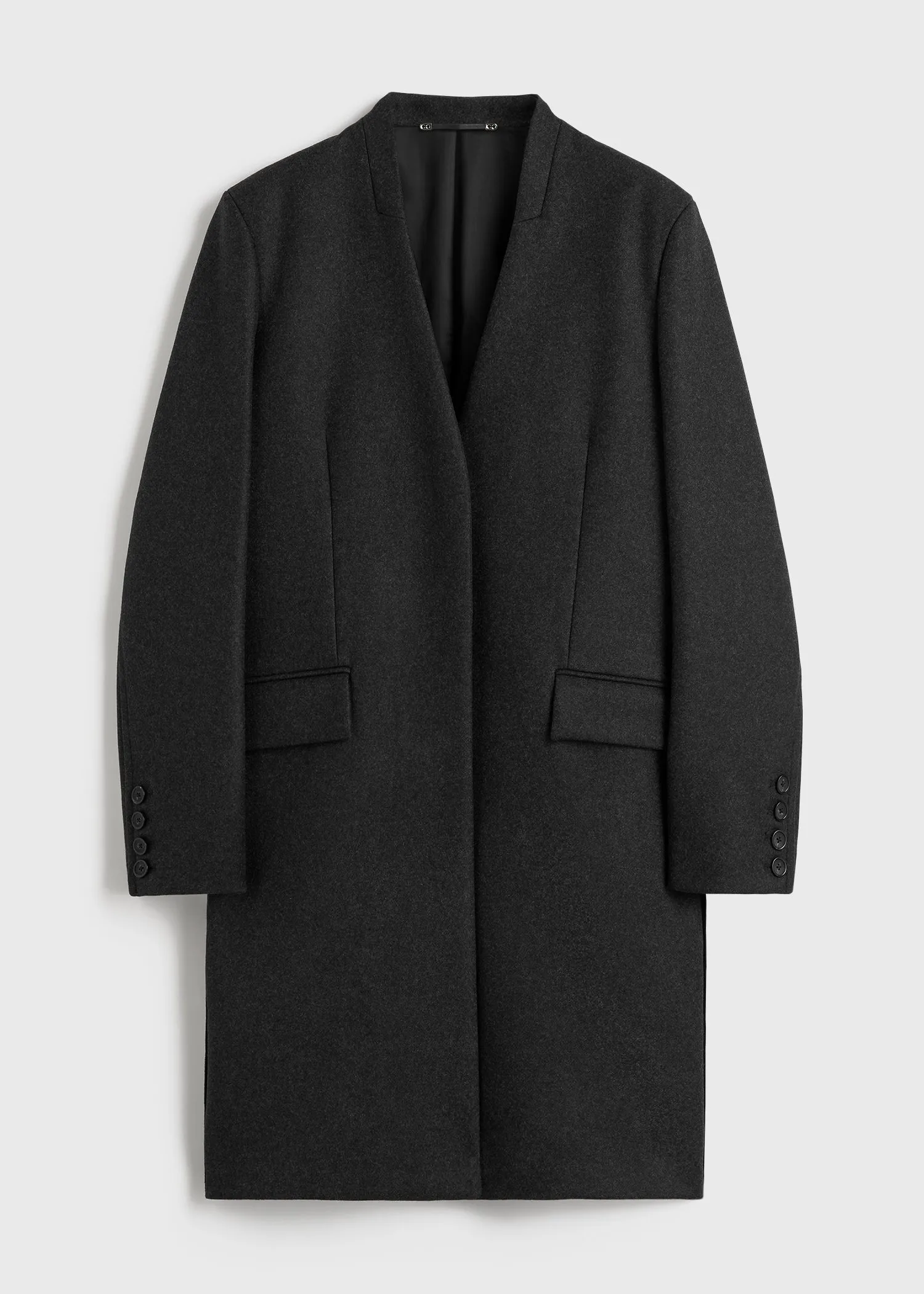 Deep pleat coat charcoal melange