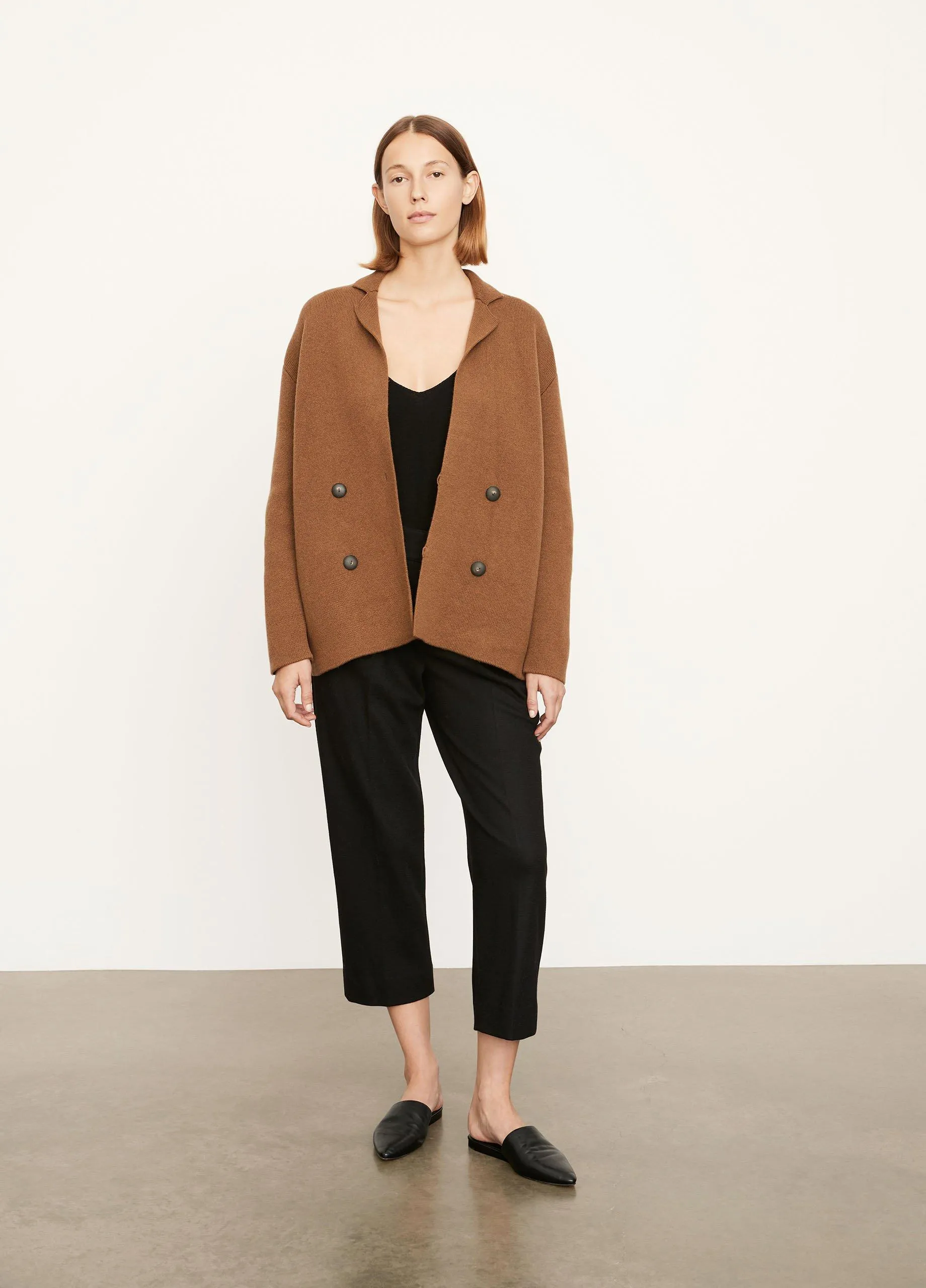 Double Breasted Cardigan Coat in Light Acorn