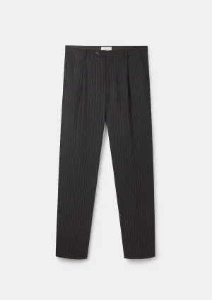 Espresso Chalk Stripe Pleated Trousers