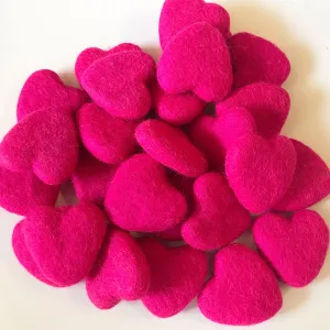 Felt Hearts Bright Pink