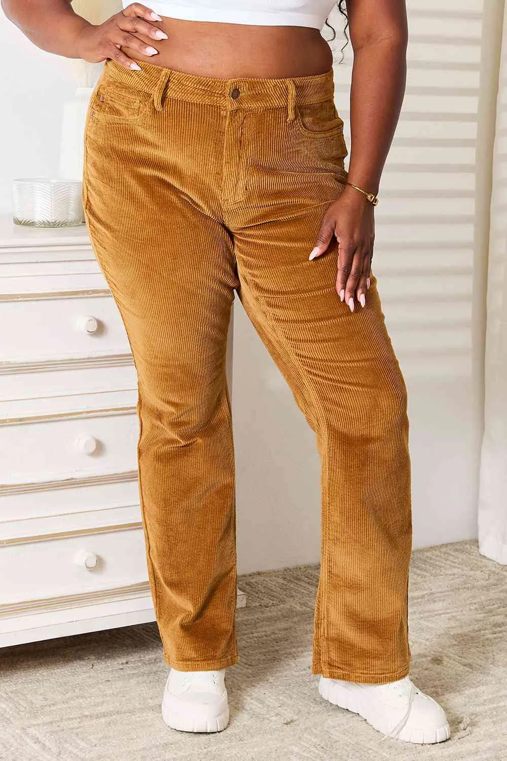 Full Size Mid Rise Corduroy Pants