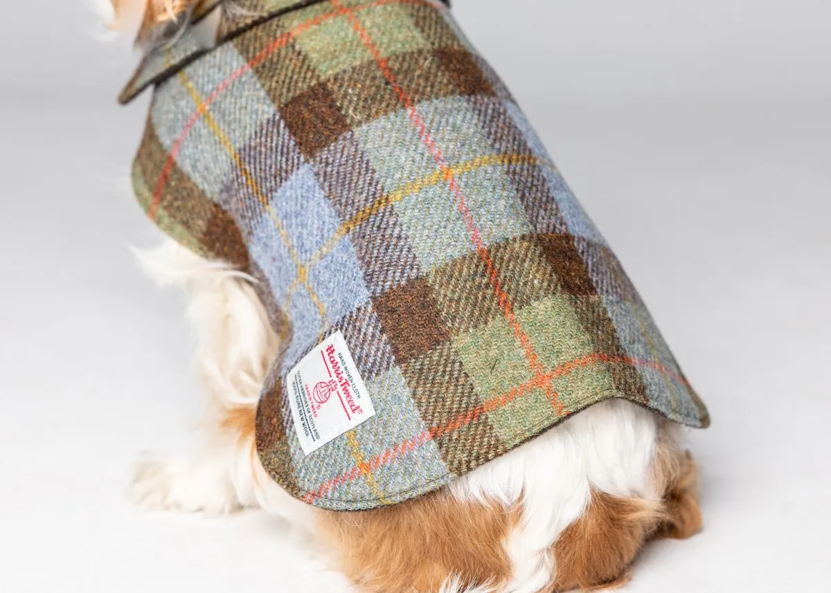 Harris Tweed Dog Coat - Green/Blue Macleod Check