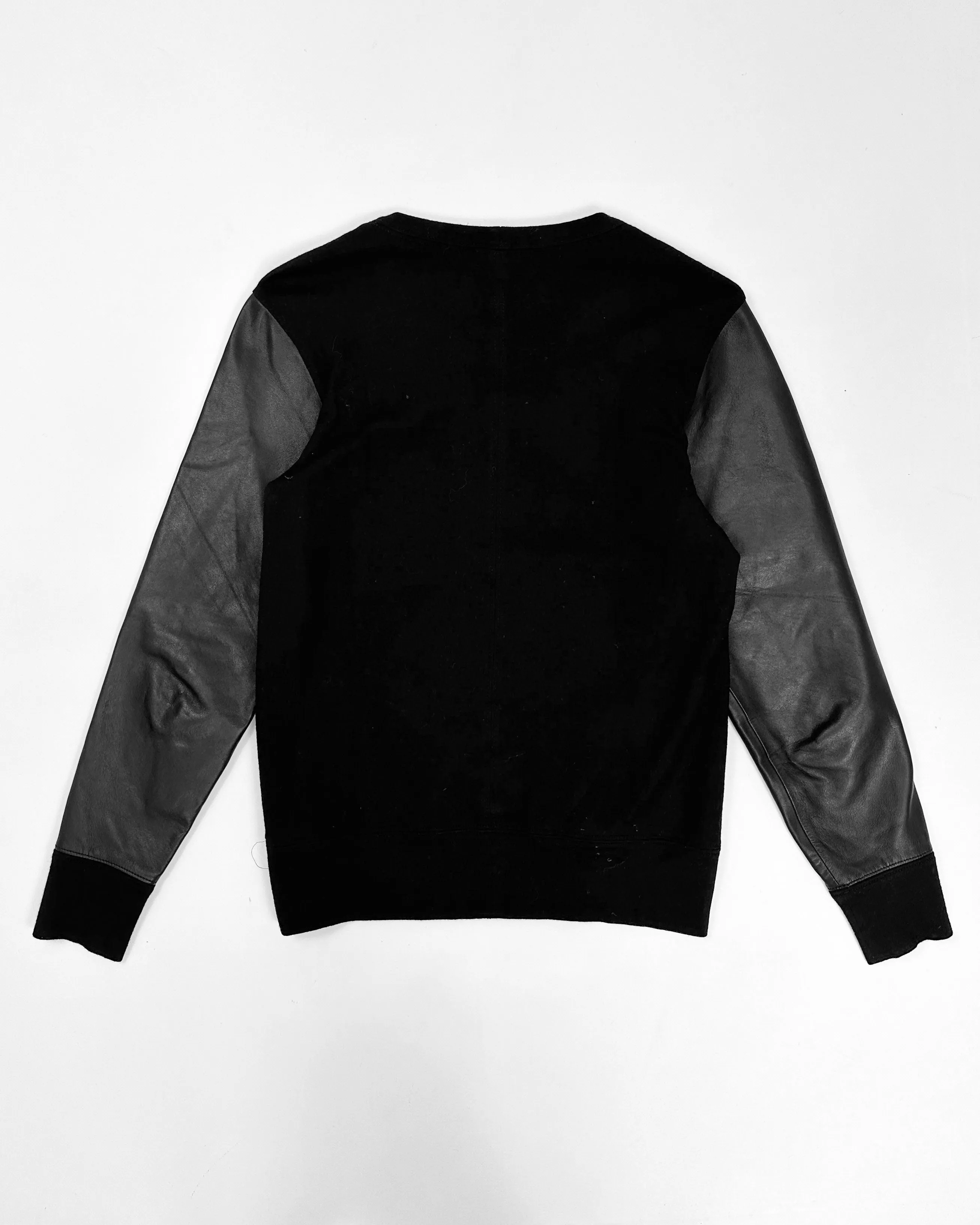 Helmut Lang Leather   Wool Black Crewneck 2000's