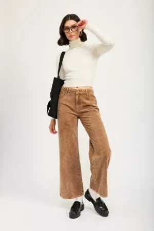 Hot Girl Distressed Corduroy Pants In Camel