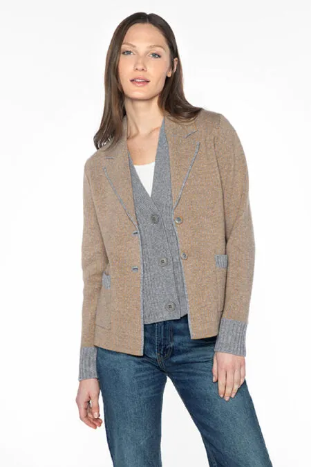 Houndstooth Notch Collar Cardigan