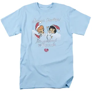 I Love Lucy Animated Christmas Mens T Shirt Light Blue