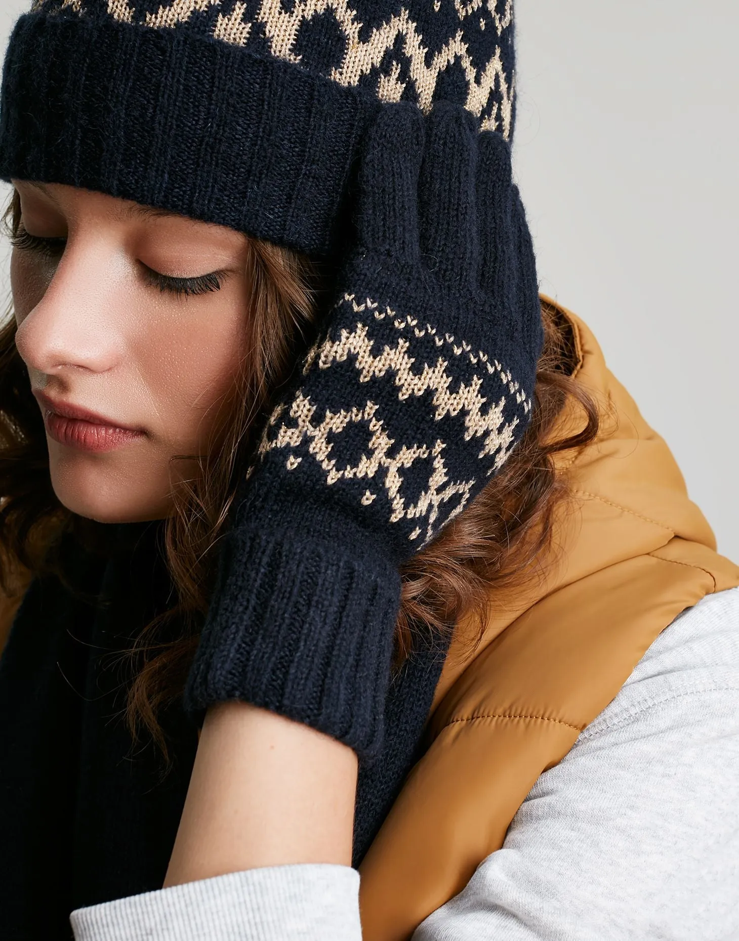 Joules | Shetland Fair Isle Gloves | Women's | French Navy