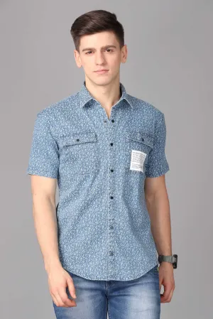 KEF Signature Collection Print Denim Shirt