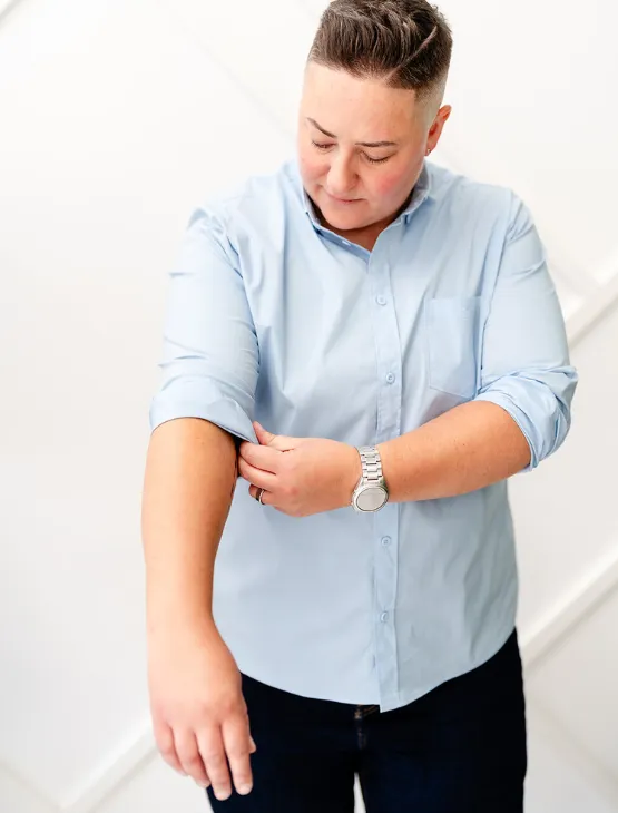 Light Blue Essential Long Sleeve Button-Up