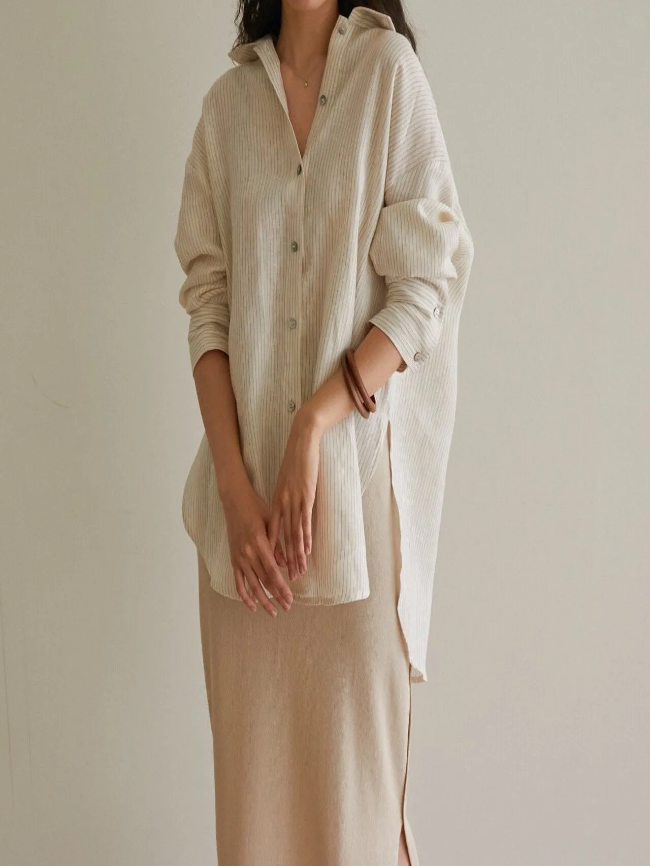 LOOSE FIT LINEN STRIPE SHIRT