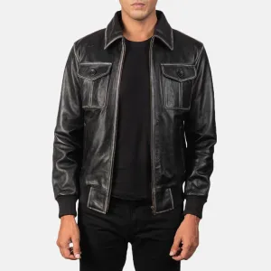 Mens Black Lambskin Leather Collar Jacket