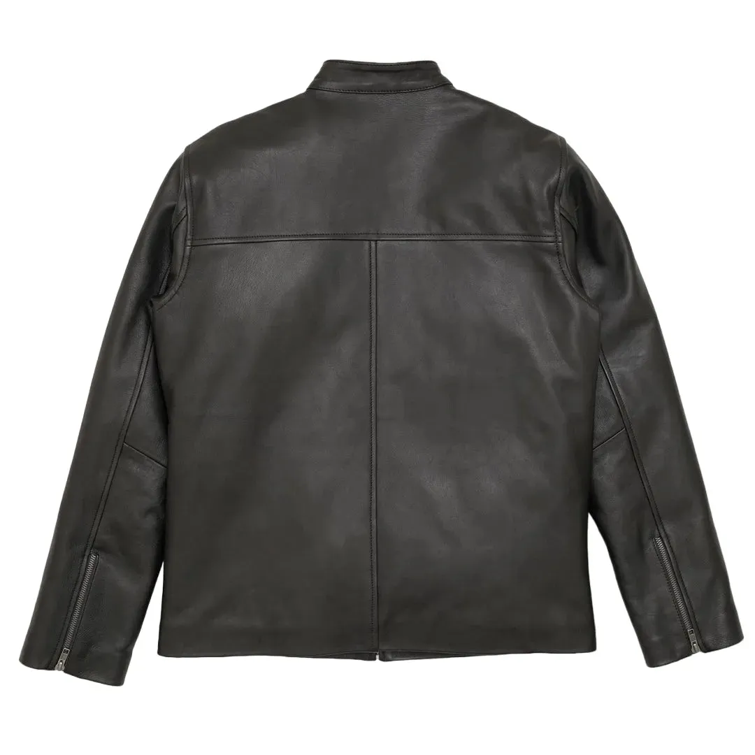 Mens Black Thompson Leather Moto Jacket