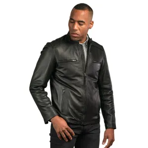 Mens Black Thompson Leather Moto Jacket