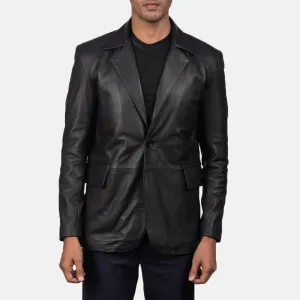 Men's Daron Black Leather Blazer Jacket