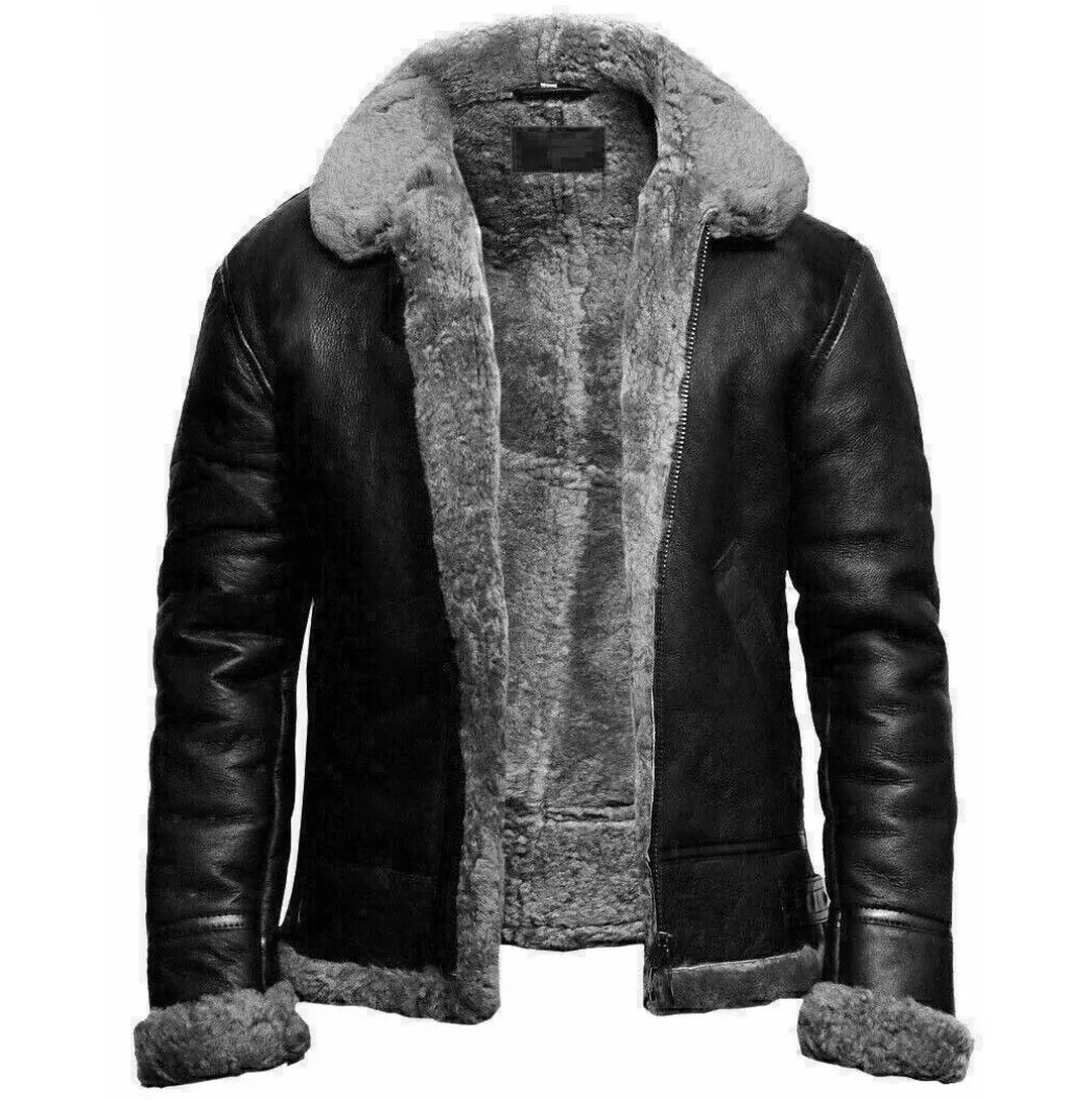 Mens Flying Aviator Sheepskin Brown Shearling Jacket