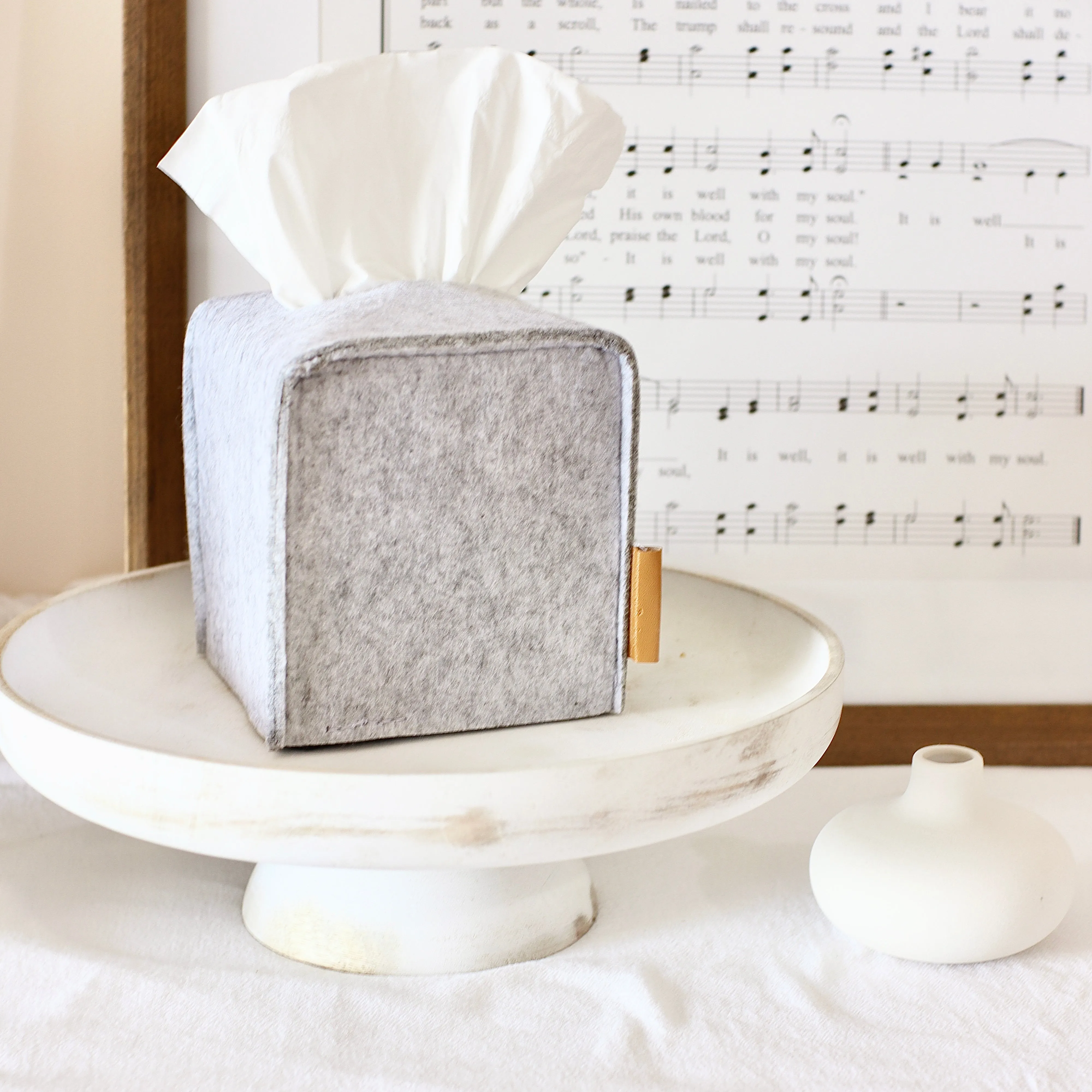 Minimalist Felt Tissue Box Cover, Square, 3 Colors