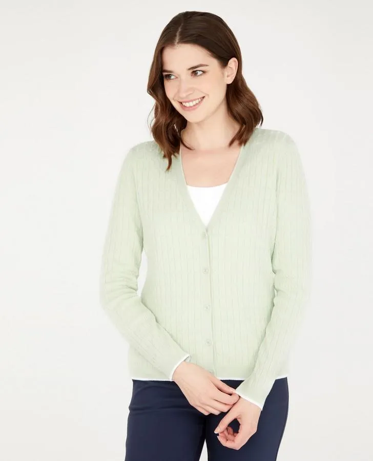 Pear V-Neck Cable Knit Cardigan