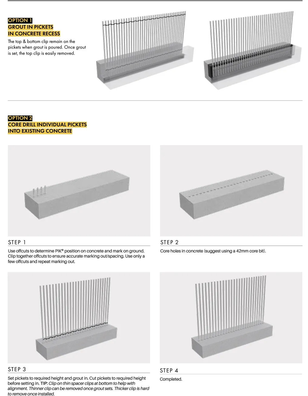 PIK - PICKET KIT - 1600H - Black,     Blade Picket Pool Fence Blades.