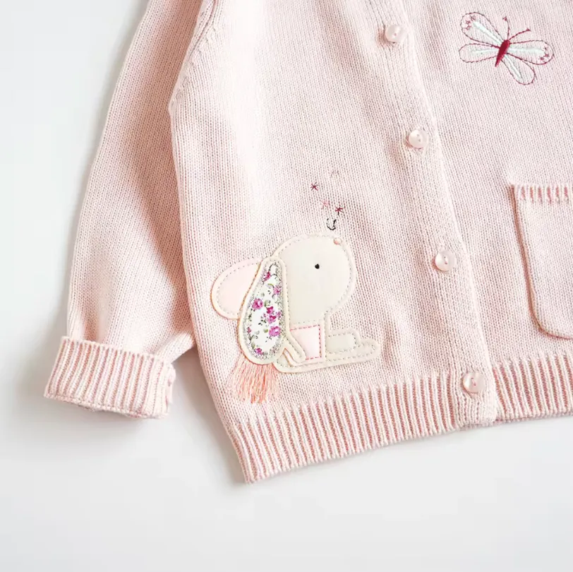 Pink Bunny Knit Cardigan