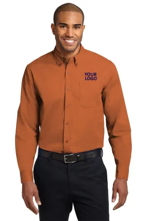 Port Authority Easy Care Custom Shirts, Texas Orange/Light Stone