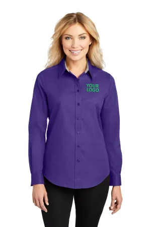 Port Authority Ladies Branded Easy Care Shirts, Purple/Light Stone