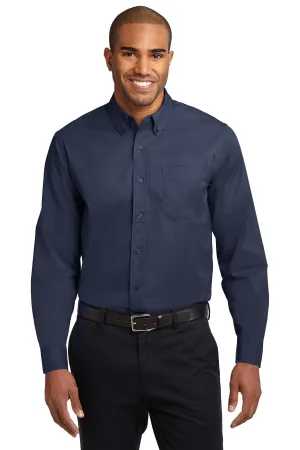 Port Authority Long Sleeve Easy Care Shirt S608 Navy/Light Stone [Tetralogicx]