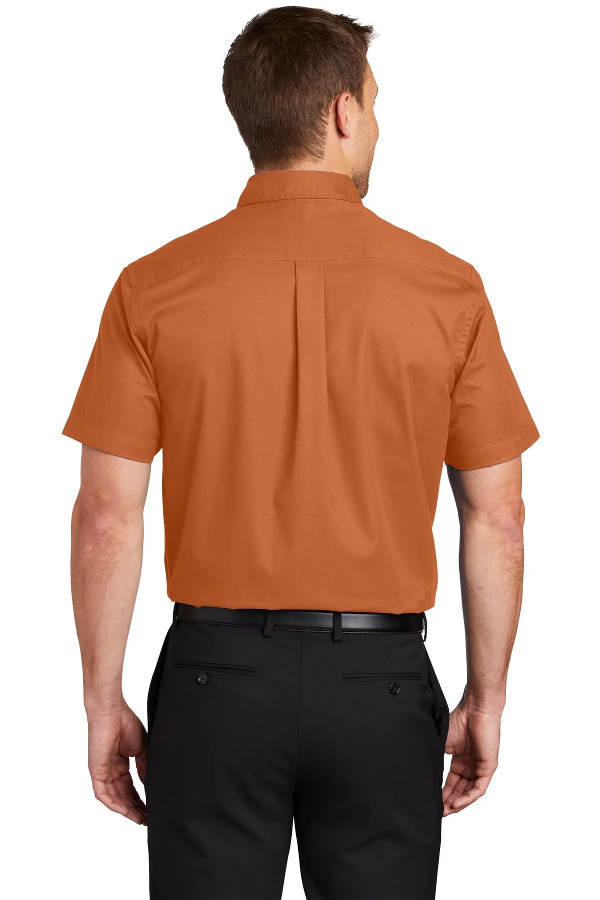 Port Authority Short Sleeve Easy Care Custom Shirts, Texas Orange/Light Stone