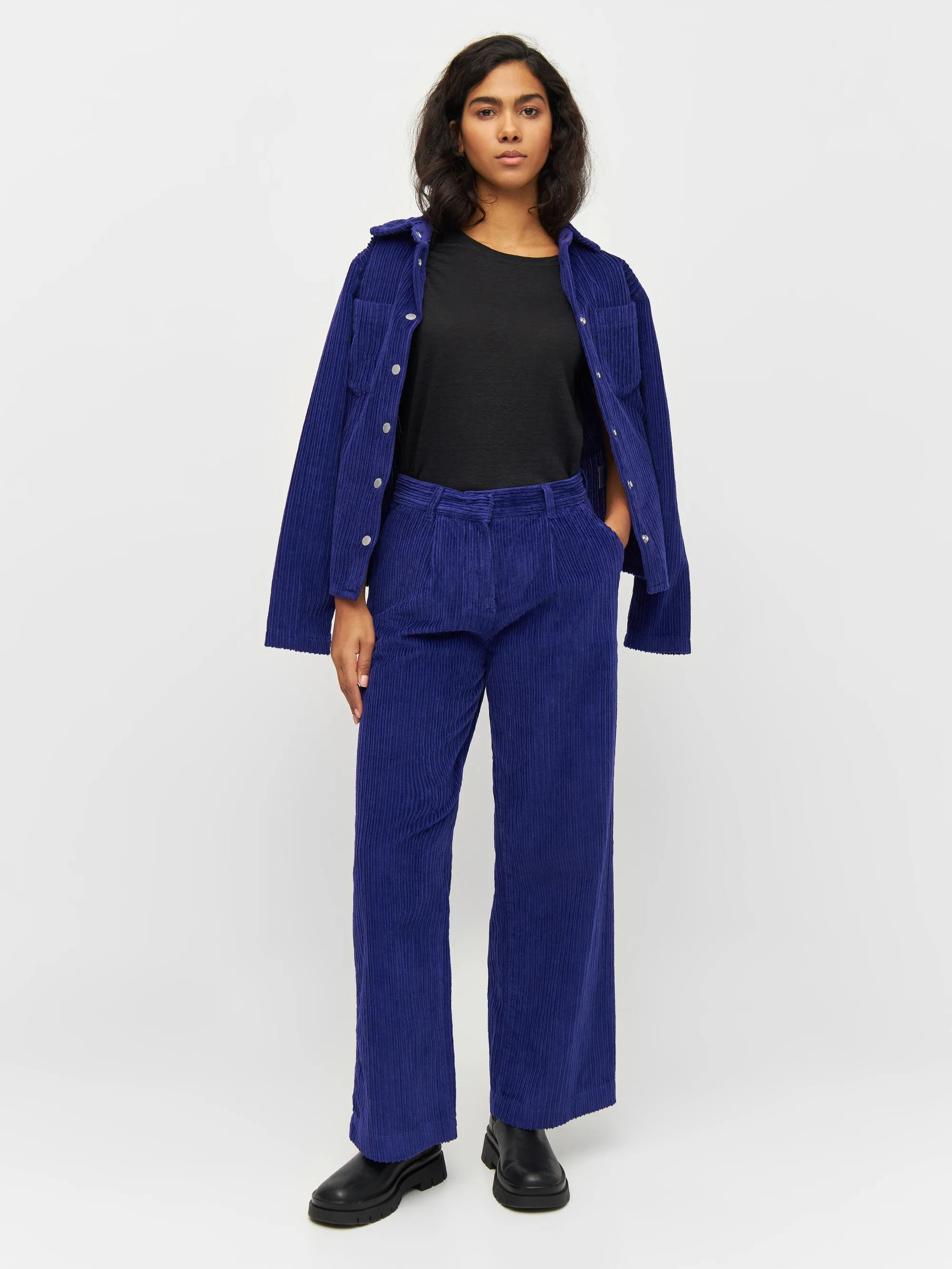 POSEY wide high-rise irregular corduroy pants - Deep Purple