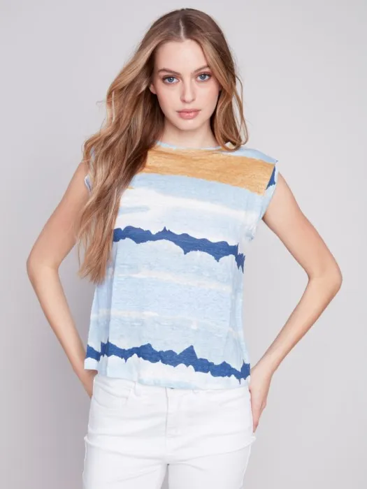 PRINTED LINEN TOP