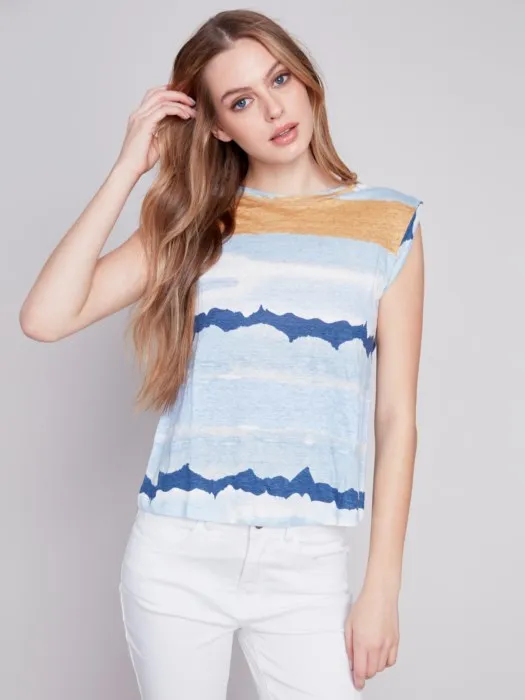 PRINTED LINEN TOP