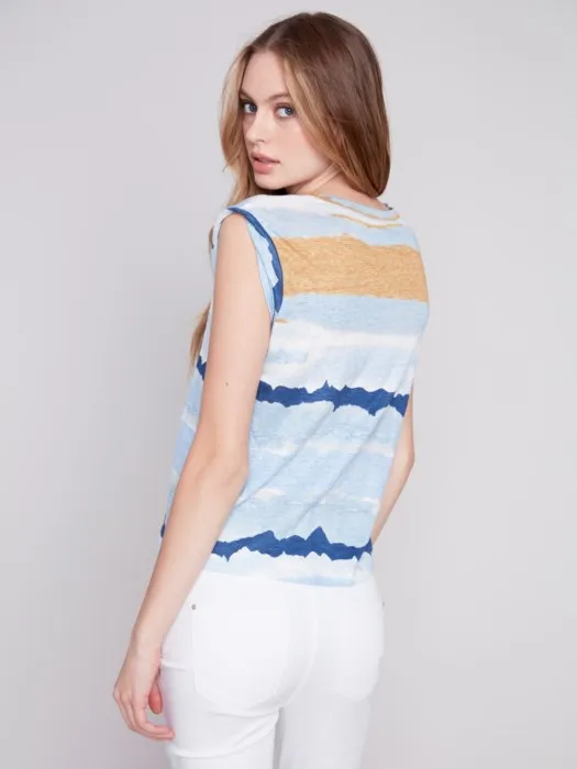 PRINTED LINEN TOP