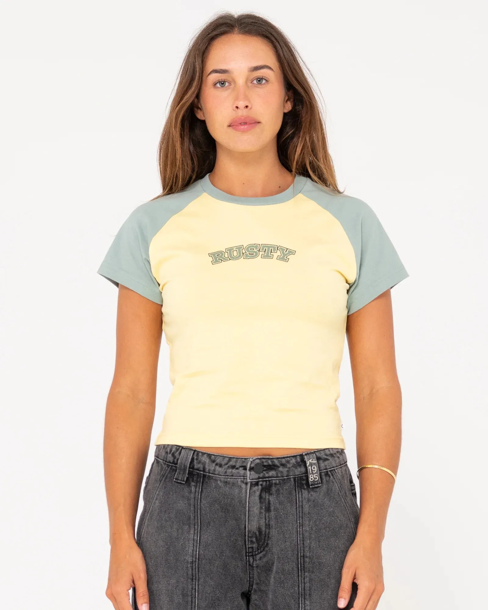 Rusty Mid Term Raglan Skimmer Tee