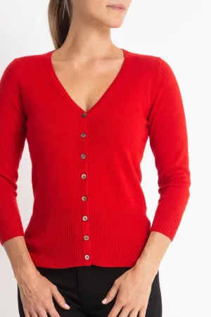 Silk   Cashmere Audrey Cardigan in Red